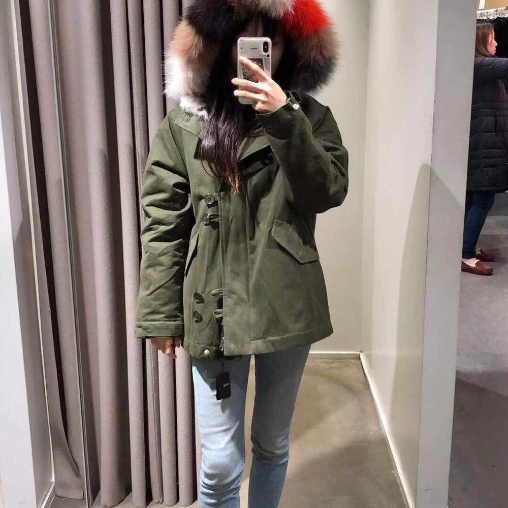 Maje Genuine Fox & Rabbit Fur Trim Jacket